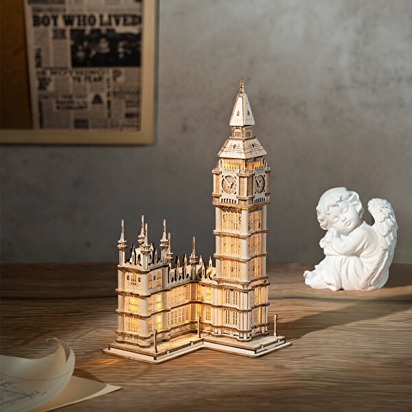 Rolife TG507 Saat Kulesi Big Ben DIY Minyatür Maket Model Seti Ahşap 3D Wooden Puzzle Detaylı Dekoratif Hobi Tasarım Kiti