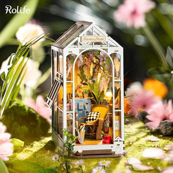 Rolife TGB06 Garden House Kitap Köşesi Book Nook DIY Minyatür Maket Model Seti Mini Dollhouse 3D Ahşap Dekoratif Hobi Kiti