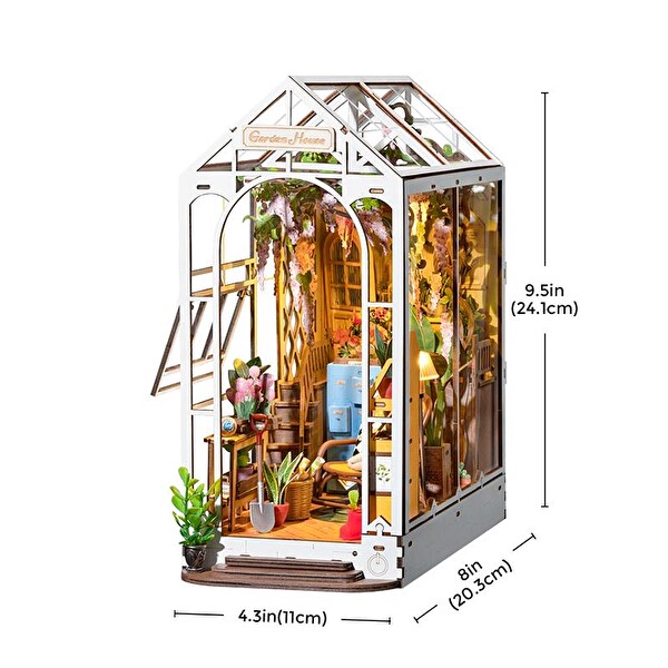 Rolife TGB06 Garden House Kitap Köşesi Book Nook DIY Minyatür Maket Model Seti Mini Dollhouse 3D Ahşap Dekoratif Hobi Kiti