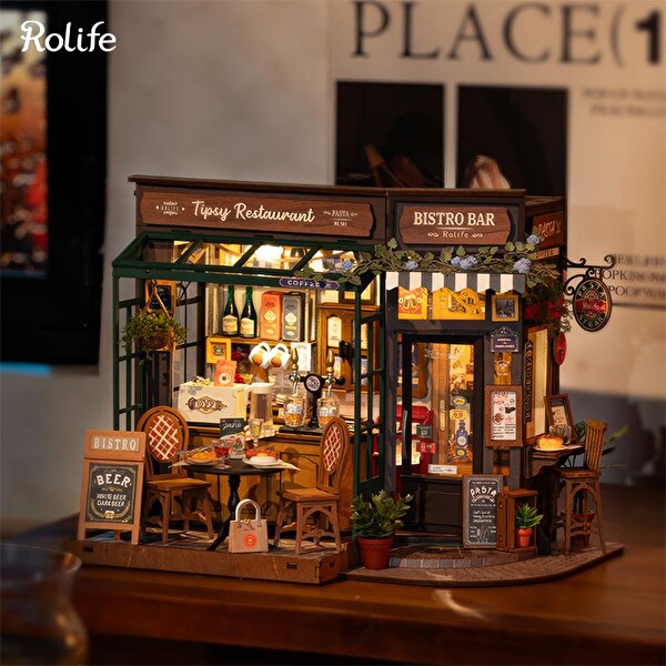 Rolife DG167 Tipsy Restaurant DIY Minyatür Restoran Maketi 3D Model Kit