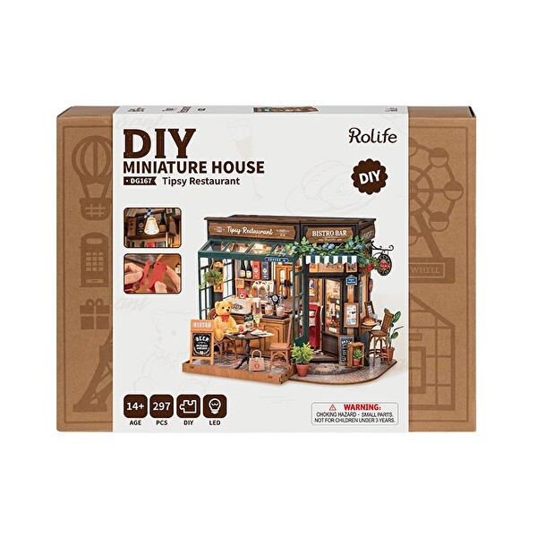 Rolife DG167 Tipsy Restaurant DIY Minyatür Restoran Maketi 3D Model Kit