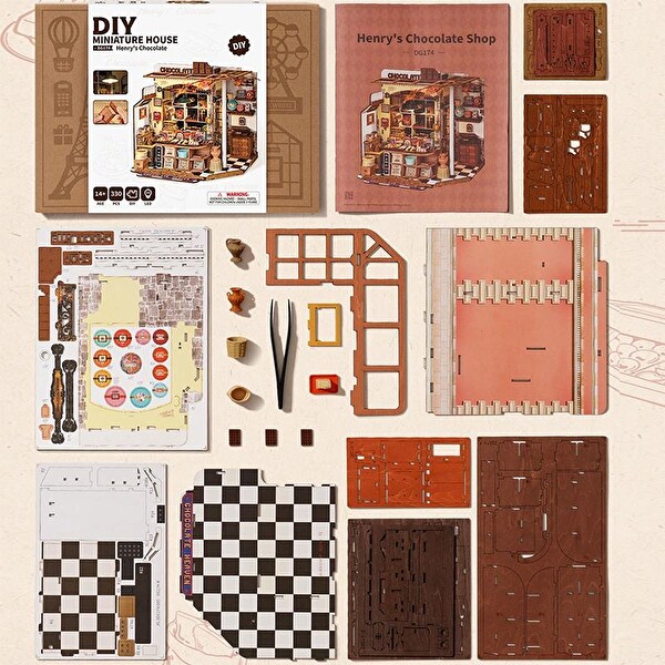 Rolife DG174 Henry's Chocolate DIY Minyatür Ev Maketi 3D Model Kit