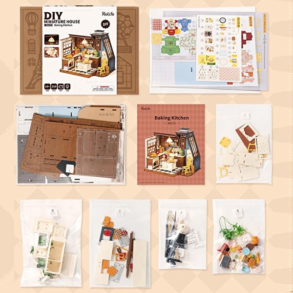 Rolife DG172 Baking Kitchen DIY Minyatür Ev Maketi 3D Model Kit