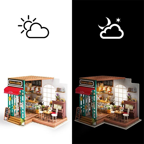 Rolife DG109 Simon's Coffee DIY Minyatür Kahve Dükkanı Maketi 3D Model Kit