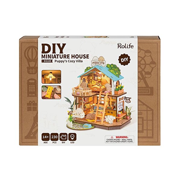 Rolife DG169 Puppy's Cozy Villa DIY Minyatür Köpek Evi Maketi 3D Model Kit