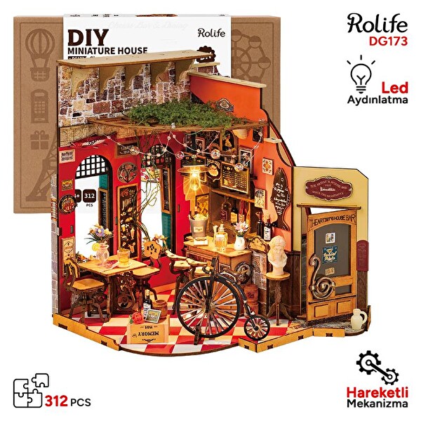 Rolife DG173 Cheers Bar & Dining DIY Minyatür Bar ve Restoran Maketi 3D Model Kit