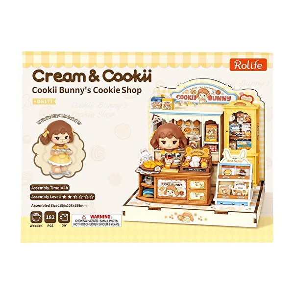 Rolife DG177 Cookii Bunny's Cookie Shop DIY Minyatür Kurabiye Dükkanı Maketi 3D Model Kit