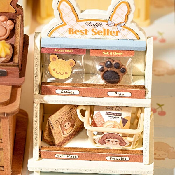Rolife DG177 Cookii Bunny's Cookie Shop DIY Minyatür Kurabiye Dükkanı Maketi 3D Model Kit