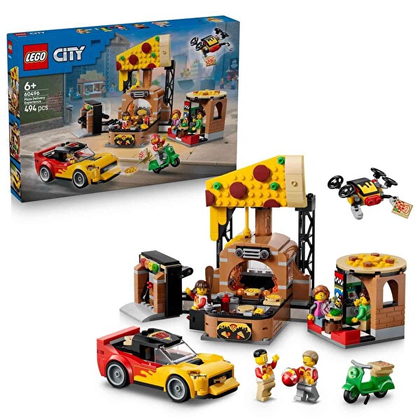 LEGO City Araçlarla Pizza Dağıtım Deneyimi 60496
