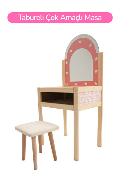 Rozitoys Ahşap Çocuklar için Makyaj Masası Ve Taburesi 005966-67