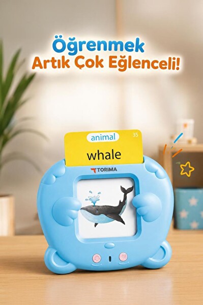 Torima Y2 İngilizce 112 Çift Taraflı Kartlı Mavi Sesli Erken Eğitim Tableti