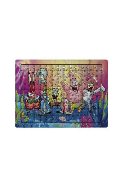 Ghostbastır Design Sünger Bob 99 Parça Ayaklı Puzzle - Dekoratif Çocuk Yapbozu 0111