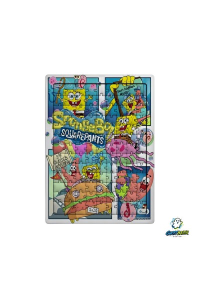 Ghostbastır Design Sünger Bob 99 Parça Ayaklı Puzzle - Dekoratif Çocuk Yapbozu 0200