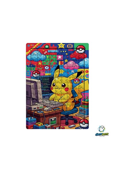 Ghostbastır Design Pikachu 99 Parça Ayaklı Puzzle - Dekoratif Çocuk Yapbozu 0176