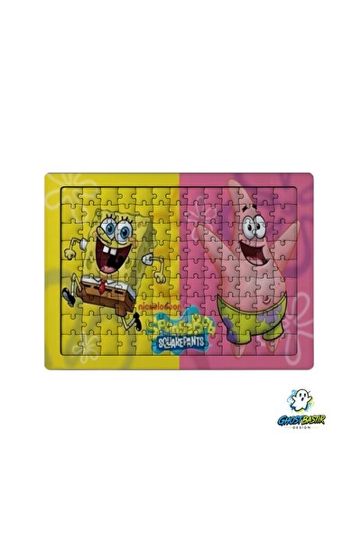 Ghostbastır Design Sünger Bob ve Patrick 99 Parça Ayaklı Puzzle - Dekoratif Çocuk Yapbozu 0201
