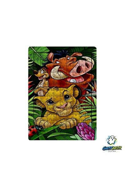 Ghostbastır Design Aslan Kral 99 Parça Ayaklı Puzzle - Dekoratif Çocuk Yapbozu 0239