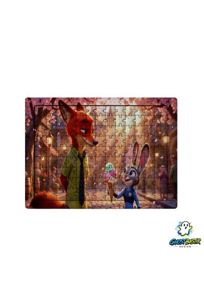 Ghostbastır Design Zootropolis Nick ve Judy 99 Parça Ayaklı Puzzle - Dekoratif Çocuk Yapbozu 0257