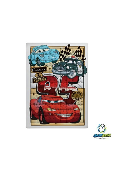 Ghostbastır Design Cars Mcqueen 99 Parça Ayaklı Puzzle - Dekoratif Çocuk Yapbozu 0249