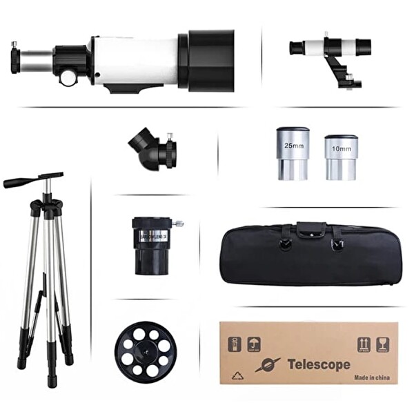 Evimdeyokyok 400 x 70 MM Açıklıklı Refrakter Teleskoplar 15x - 150x Telefon Adaptörlü Reflex