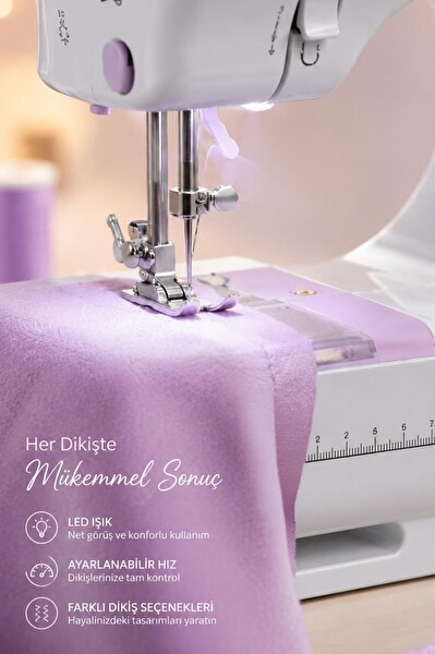 Torima DM01 12 Desenli Pedallı Ev Tipi Beyaz Mini Dikiş Makinesi