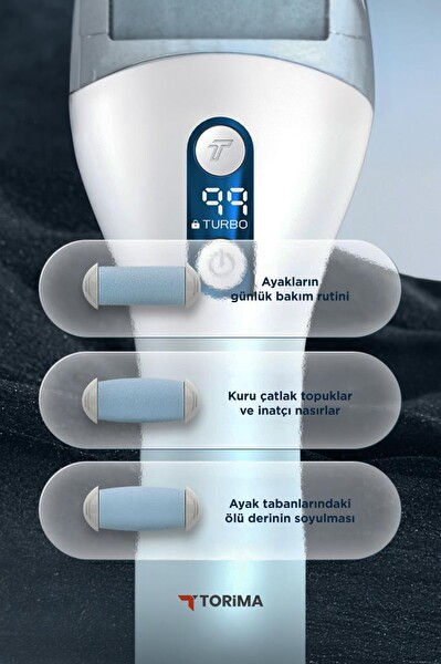 Torima BCM-1138T Beyaz LED Ekran Göstergeli Turbo Modlu Su Geçirmez Ayak Bakım Törpüsü