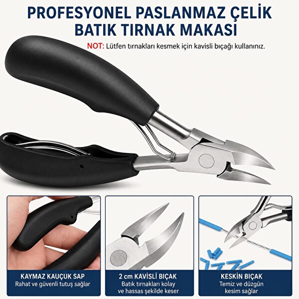 Valkyrie 5 Parça Paslanmaz Çelik Profesyonel Batık Tırnak Makası Seti B1pp