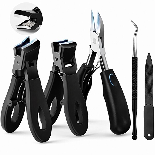 Valkyrie 5 Parça Kalın Tırnak Kesici Tırnak Eğesi Temizleme Aparatı ve Cımbızlı Pedikür Seti