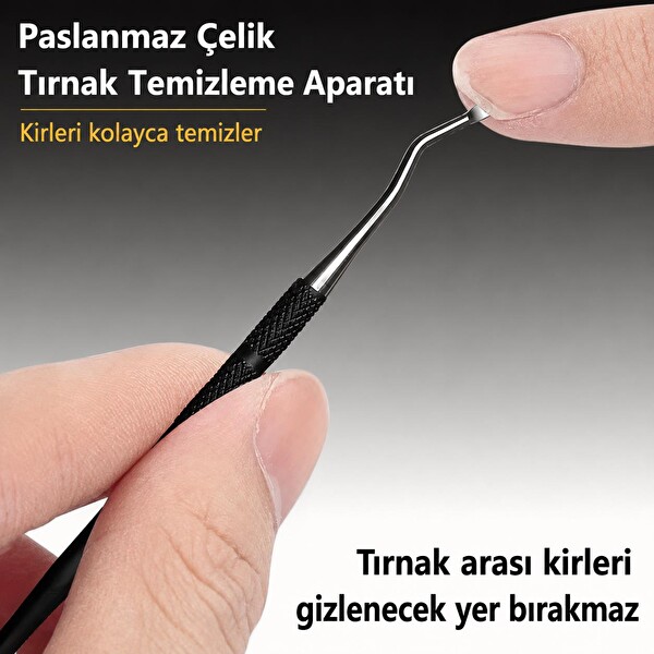 Valkyrie 5 Parça Kalın Tırnak Kesici Tırnak Eğesi Temizleme Aparatı ve Cımbızlı Pedikür Seti