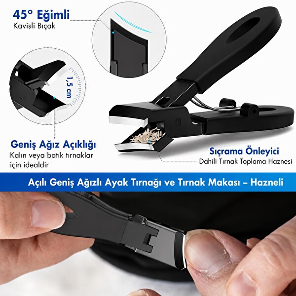 Valkyrie 5 Parça Kalın Tırnak Kesici Tırnak Eğesi Temizleme Aparatı ve Cımbızlı Pedikür Seti