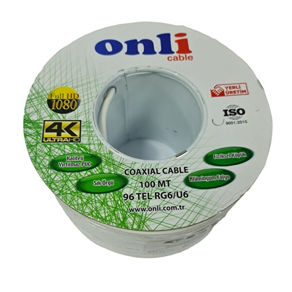 Onli RG6U6 96 Tel 100 Metre Beyaz Anten Kablosu
