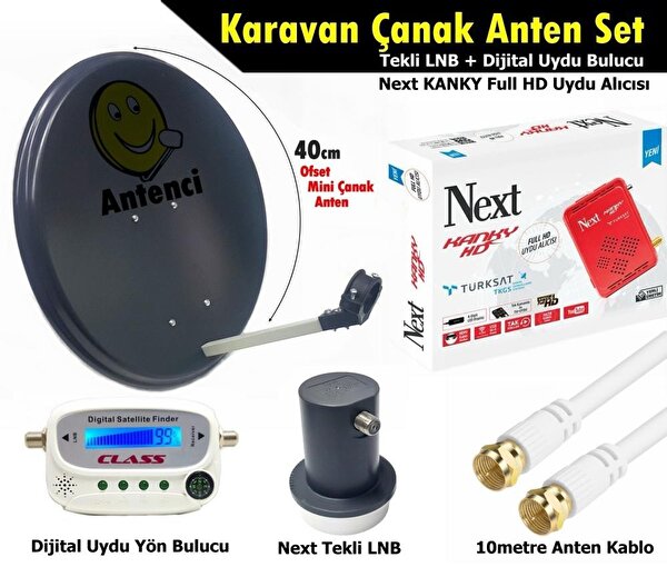 Antenci Antenci 40 CM Karavan Çanak Anten Seti - Next HD Uydu Alıcısı - Dijital Uydu Bulucu