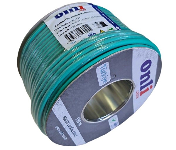 Onli RG6U6 112 Tel Yeşil Anten Kablosu Yerli Üretim 100 Metre