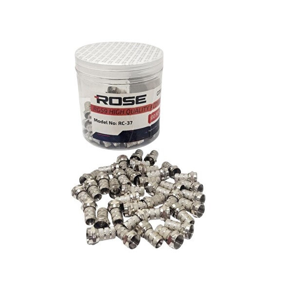 Rose RC-37 RG59 F Konnektör İnce Kablolar için 100 Adet Kutulu
