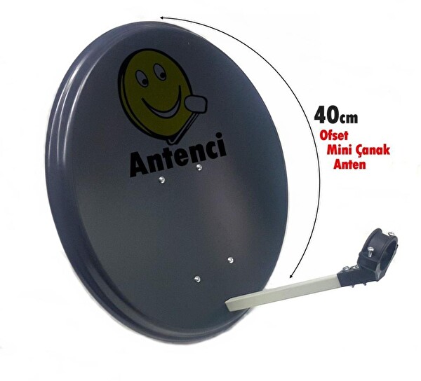 Antenci
										 40 CM Mini Karavan Çanak Anteni - Antrasit