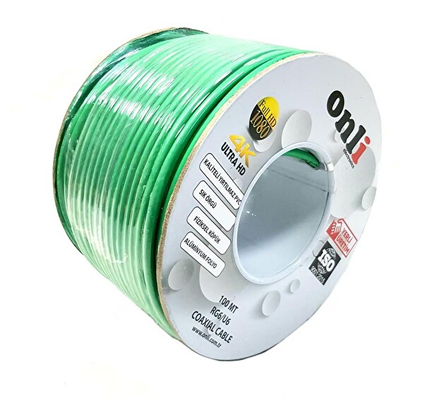 Onli RG6U6 Yeşil Anten Kablosu 100 M 80 Tel