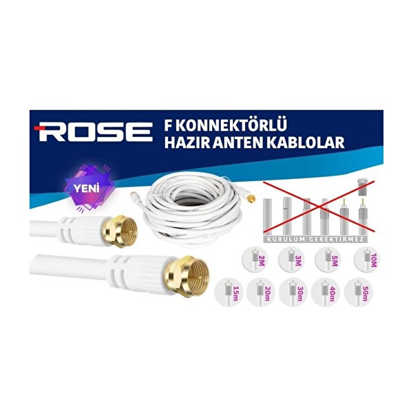Rose 10 Metre Gold F Konnektörlü Anten Kablosu