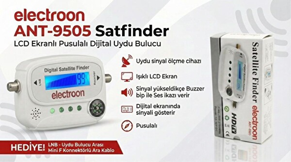 Electroon ANT-9505 Satfinder Ara Kablolu LCD Ekranlı Pusulalı Dijital Uydu Bulucu