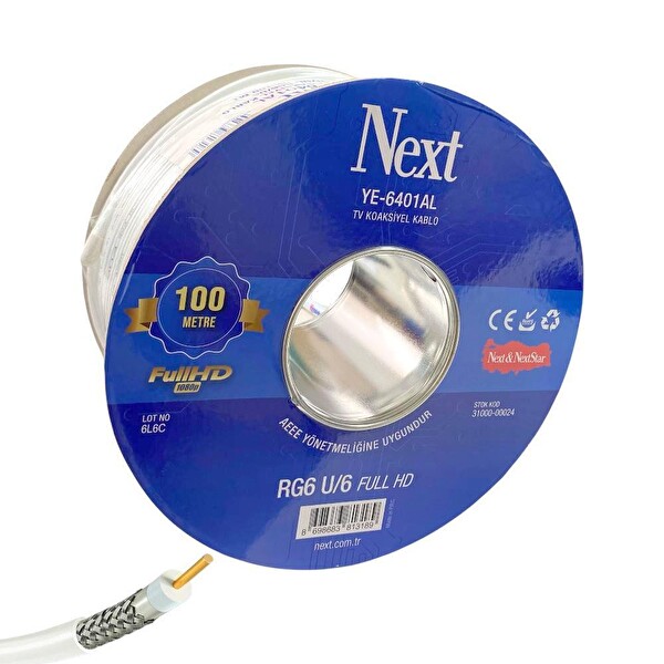 Next YE-6401AL RG6U6 Anten Kablosu 64 Tel - 100 Metre