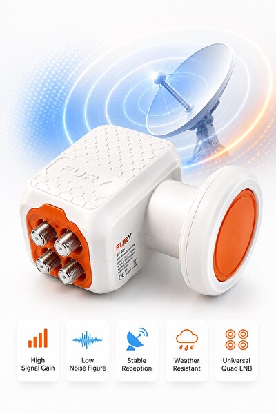 Fury SP-401 Dörtlü Universal LNB Full HD 4K UHD Çanak Anten Uydu Alıcı Başlığı