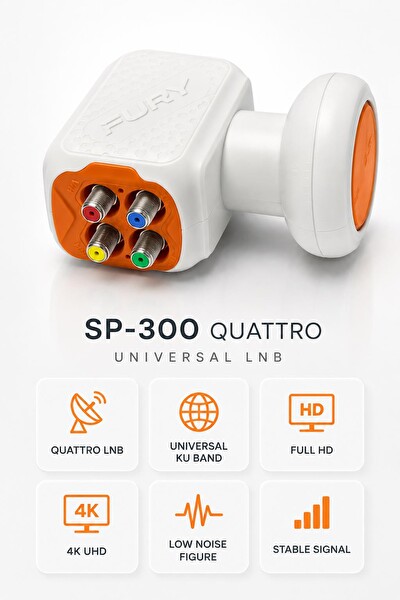 Fury SP-300 Quattro Santral LNB Full HD 4K Universal Ku Band Uydu LNB