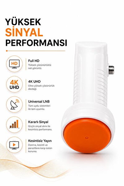 Fury SP-100 Tekli Universal LNB Full HD 4K UHD Çanak Anten Uydu Alıcı Başlığı