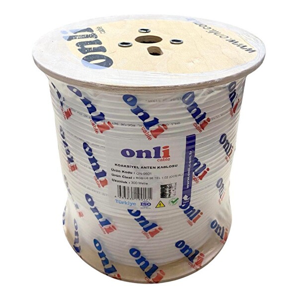 Onli RG6U6 300 Metre 96 Tel Beyaz Anten Kablosu Yerli Üretim