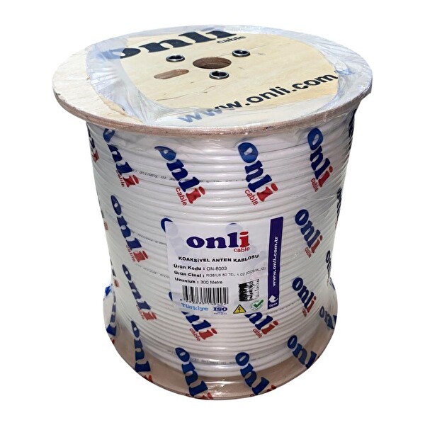 Onli Gold Seri RG6U6 300 Metre 80 Tel Beyaz Anten Kablosu Yerli Üretim