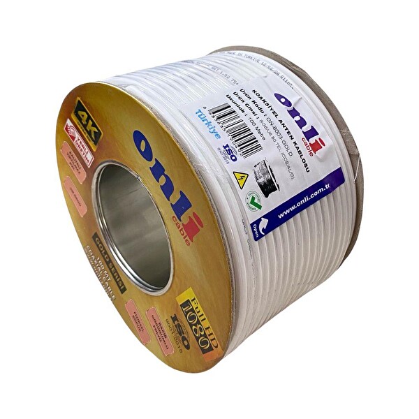 Onli Gold Seri RG6U6 100 Metre 80 Tel Beyaz Anten Kablosu Yerli Üretim