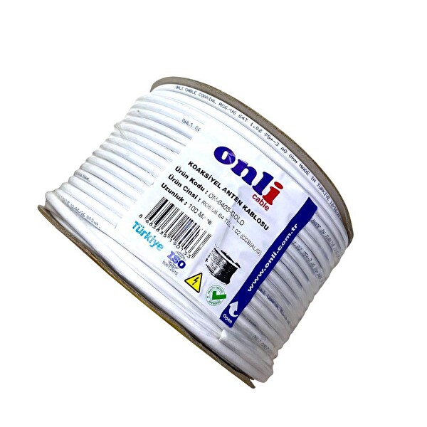 Onli Gold Seri RG6U6 100 Metre 64 Tel Beyaz Anten Kablosu Yerli Üretim 3