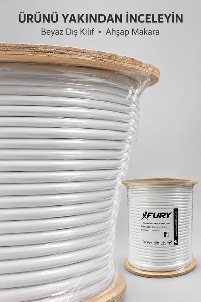 Fury RG6-U6 64 Tel Koaksiyel TV ve Uydu Anten Kablosu 300 M