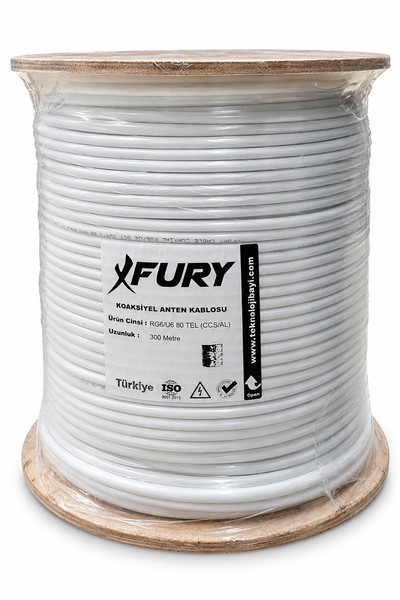 Fury RG6-U6 80 Tel Koaksiyel TV ve Uydu Anten Kablosu 300 M