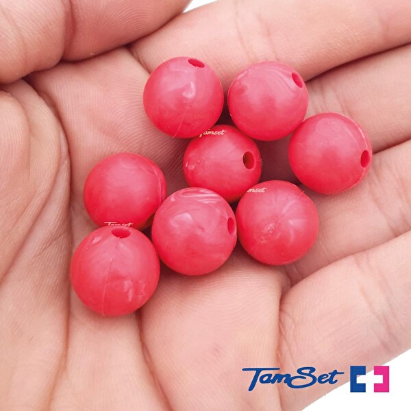 Tamset 1.3 CM Çapında 8AD Kırmızı Silikon Olta Takımı Boncuğu