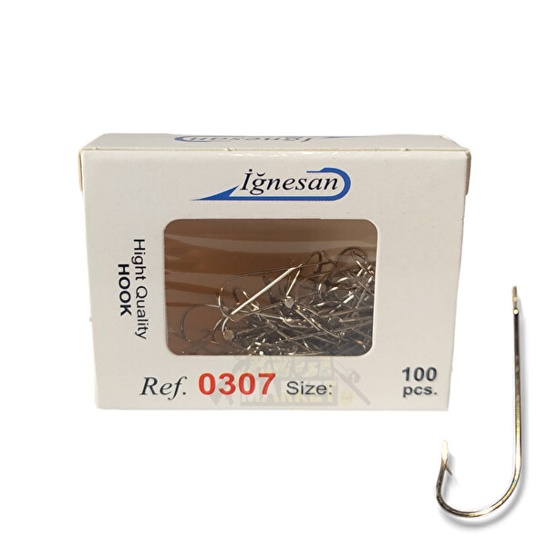 İğnesan 0307 Serisi Nikel Çapraz 100'lü Paket Olta İğnesi No:5