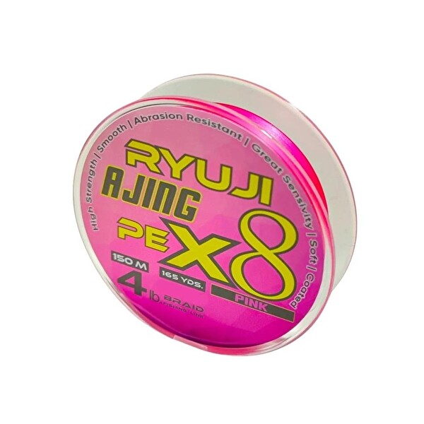 Ryuji Ajing X8 PE İp Misina Pink-PE 150 M 0.4 Olta Misinası